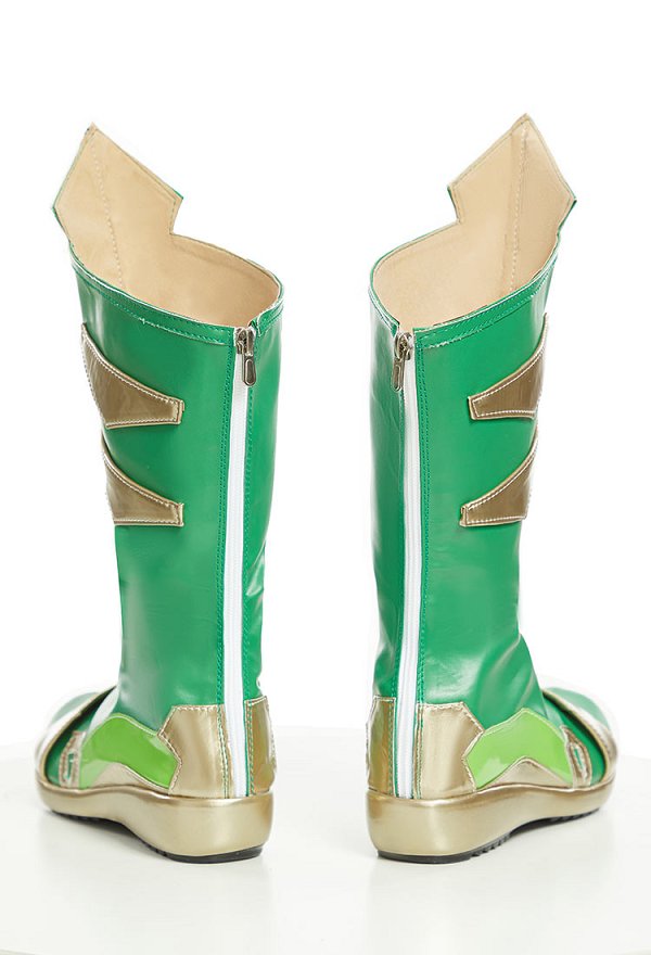 Zapatos de cosplay de superheroína rival Botas de cuero verdes Zapatos de cosplay de superheroína rival Botas de cuero verdes