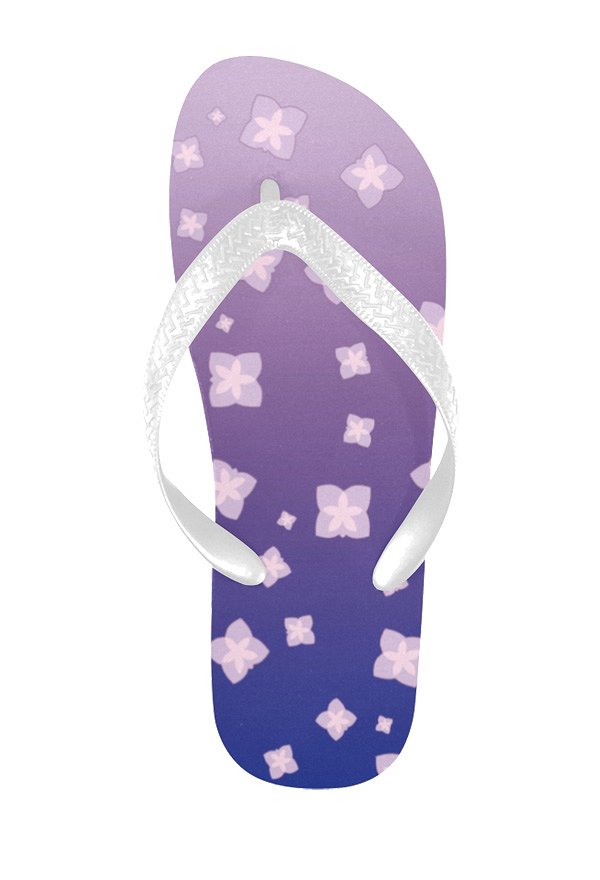 Raiden Shogun Derivative Flip Flops with Flower Printed Sandals for Swimming Bathing