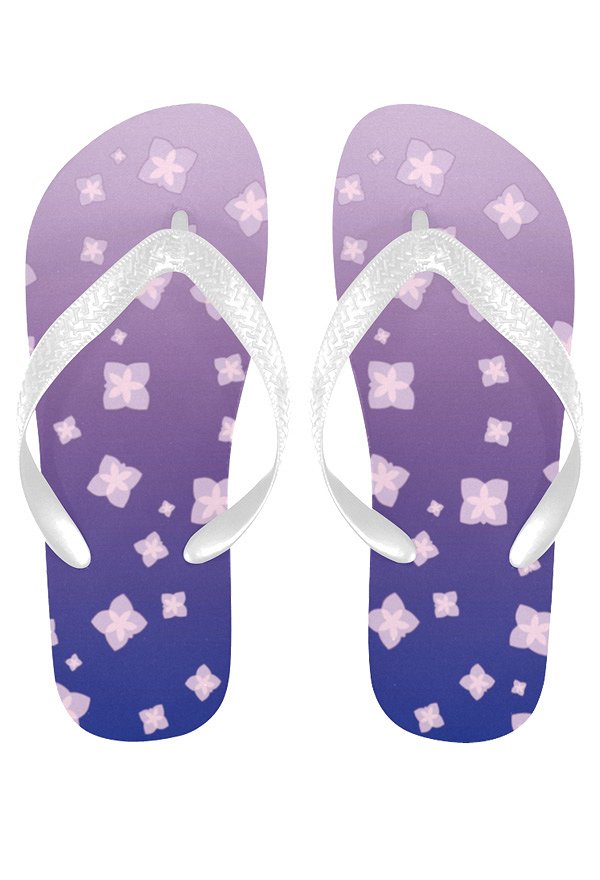 Raiden Shogun Derivative Flip Flops with Flower Printed Sandals for Swimming Bathing