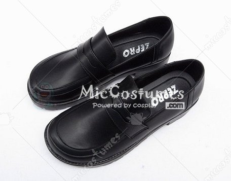 Square Toe Half Vamp PU Japanese School Shoes