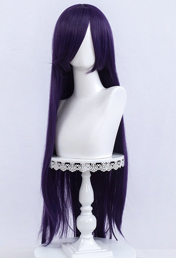 Doki Doki Literature Club Yuri Cosplay Wig Long Straight Dark Purple Wig