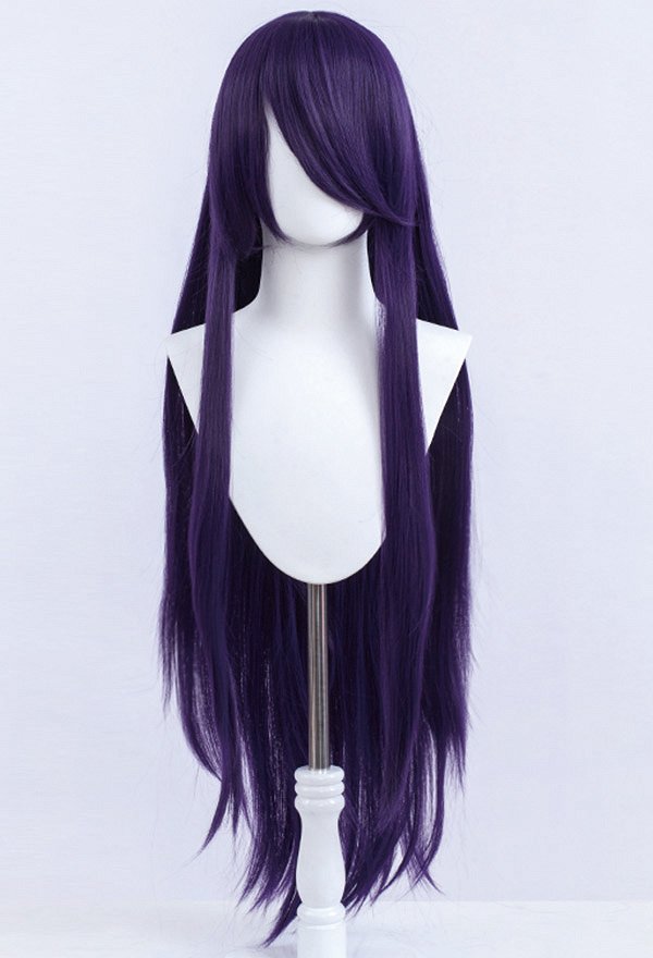 Doki Doki Literature Club Yuri Cosplay Wig Long Straight Dark Purple Wig