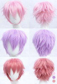 Disfraz de Cosplay Peluca Corta Universal Reverso Rosa
