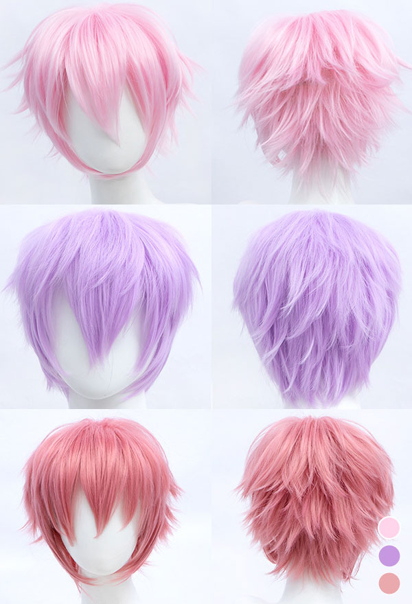 Universal Anime Spiel Cosplay Perücke Rosa Serie Reverse Kurze Haare Perücke