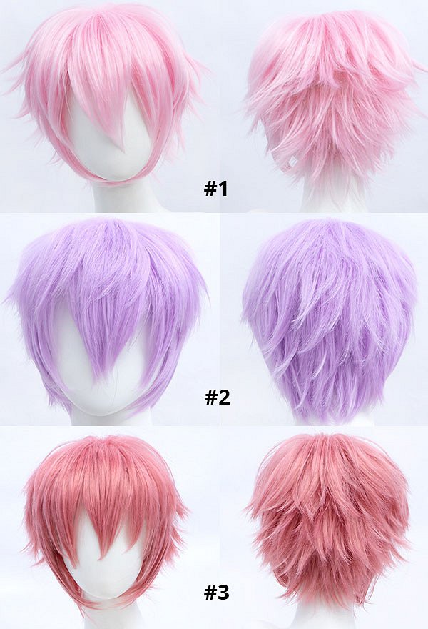 Disfraz de Cosplay Peluca Corta Universal Reverso Rosa