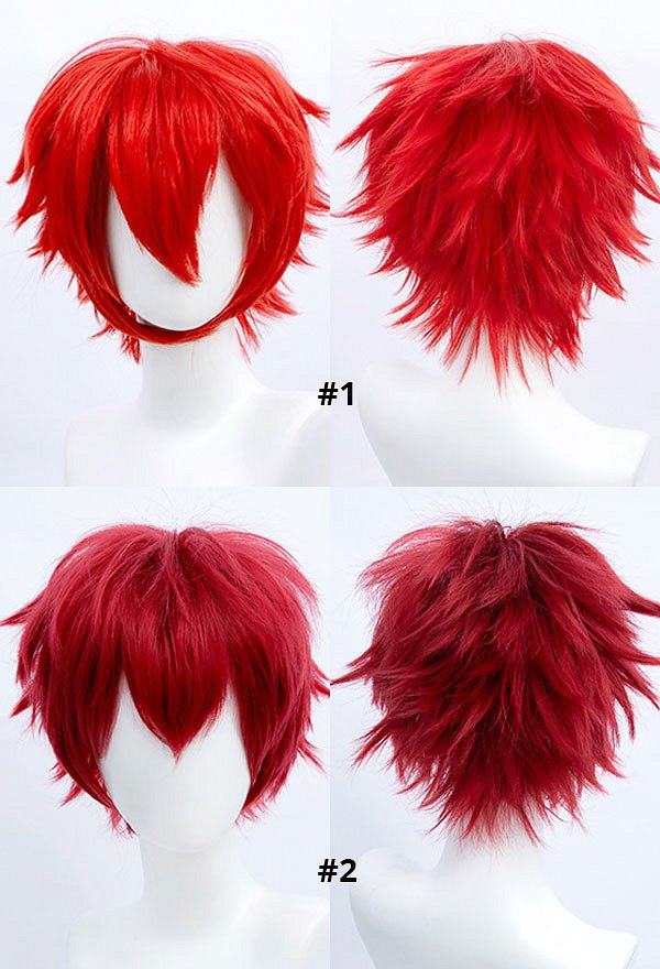 Peluca Universal Anime Game Cosplay Peluca de Pelo Corto Reverso Serie Roja