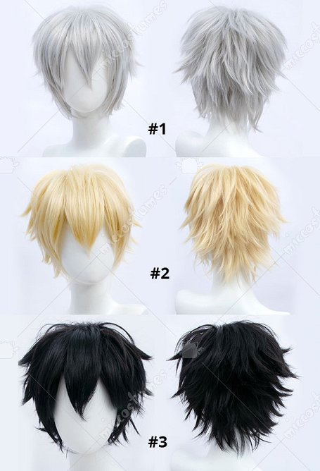 Universal Anime Game Cosplay Wig Black White Series Reverse Short Hair Wig