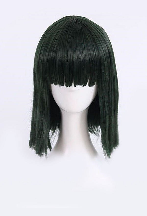 Peluca de Cosplay Peluca Recta Corta Verde Oscuro con Flequillo