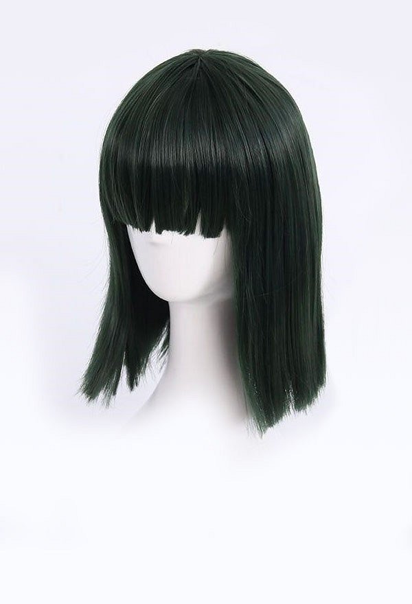Peluca de Cosplay Peluca Recta Corta Verde Oscuro con Flequillo
