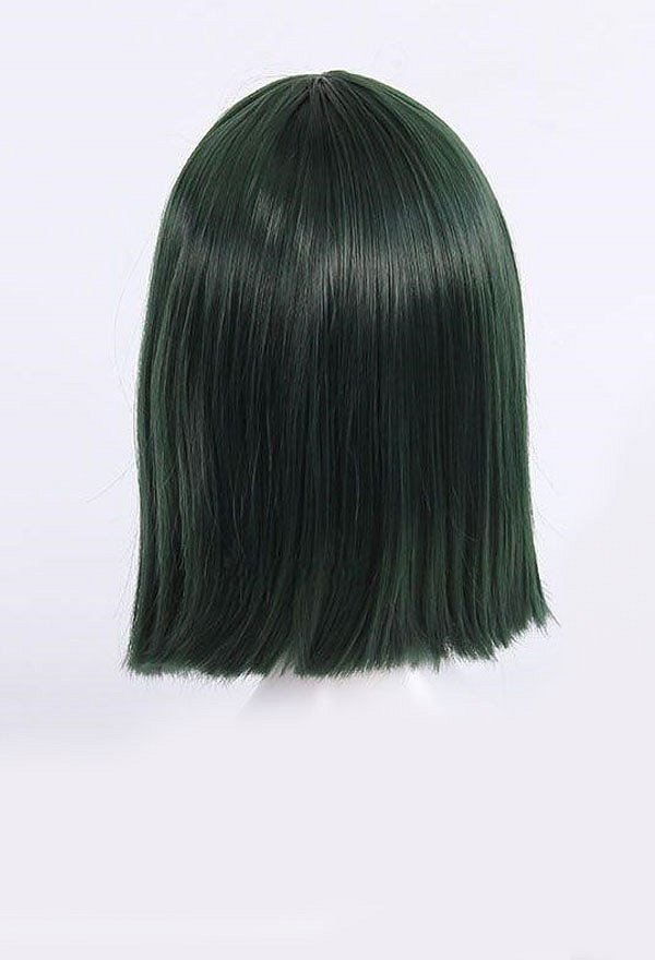 Peluca de Cosplay Peluca Recta Corta Verde Oscuro con Flequillo