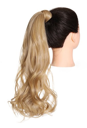 Cosplay Wig Hairpiece Blonde Medium Length Curly Ponytail Hair Extension