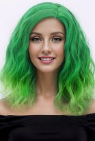 Peluca de Cosplay Peluca rizada corta con raya verde Peluca de Cosplay Peluca rizada corta con raya verde
