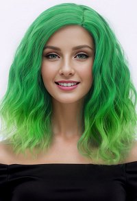 Cosplay Wig Green Gradient Short Curly Wig