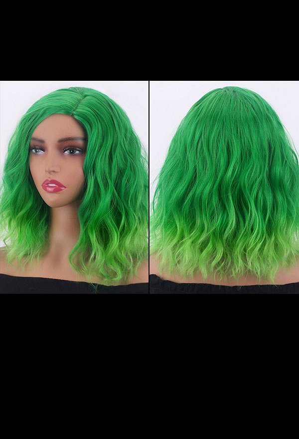 Peluca de Cosplay Peluca rizada corta con raya verde