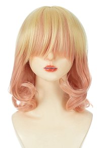 Perruque de Cosplay Jaune Rose Dégradé Courte Bob Perruque