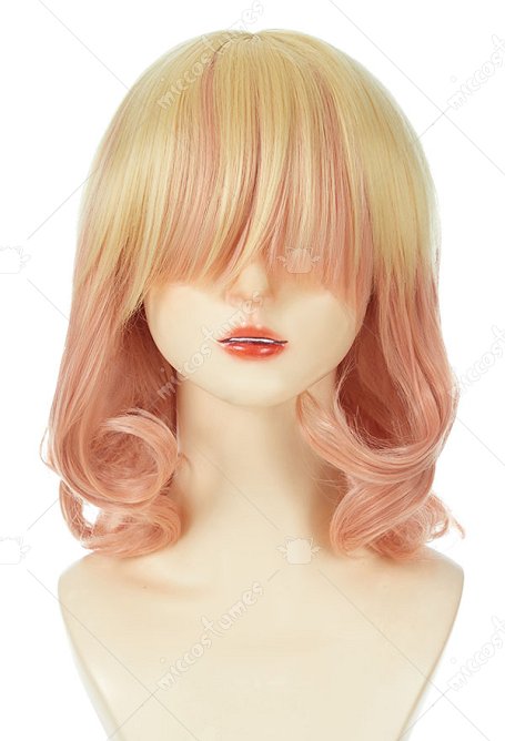 Cosplay Perücke Gelb Rosa Farbverlauf Kurze Bob Perücke
