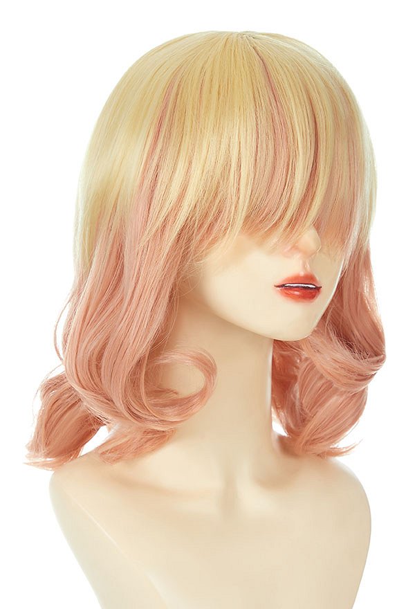 Cosplay Perücke Gelb Rosa Farbverlauf Kurze Bob Perücke
