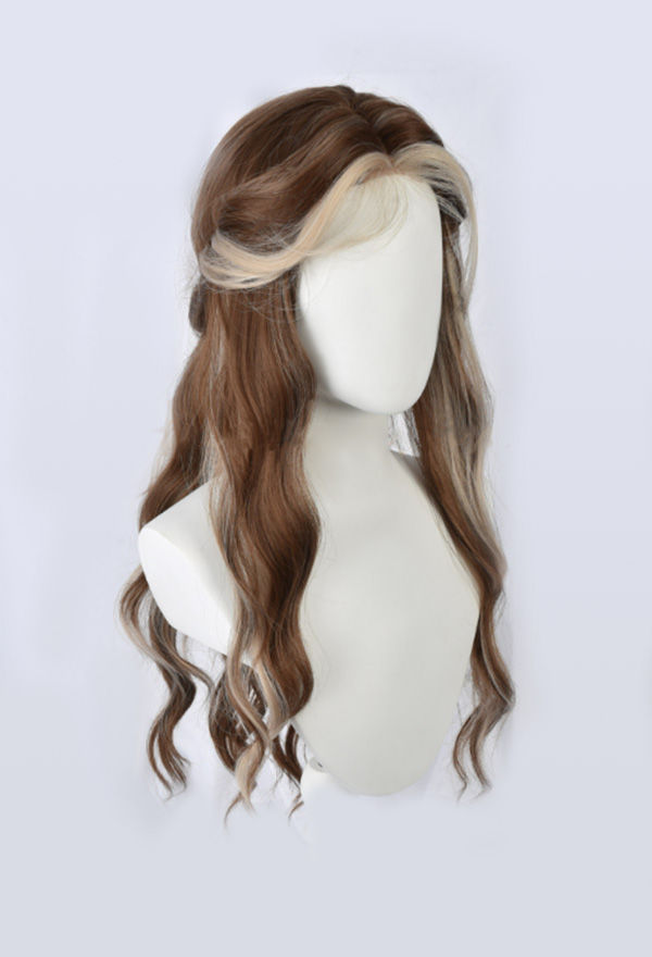 Peluca de Hada Para Cosplay Rubia Marrón Beige Larga Con Redecilla