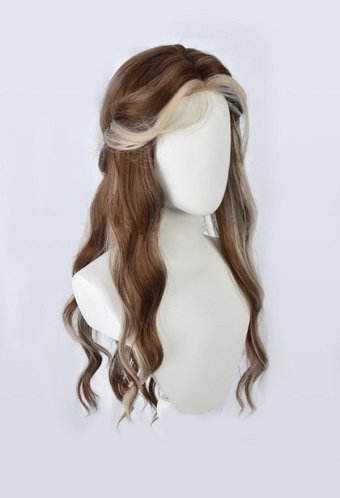 Peluca de Hada Para Cosplay Rubia Marrón Beige Larga Con Redecilla
