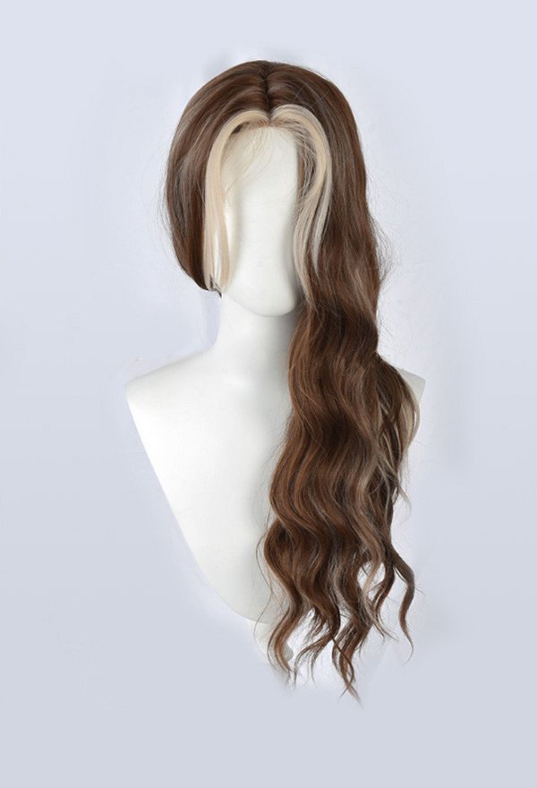 Peluca de Hada Para Cosplay Rubia Marrón Beige Larga Con Redecilla