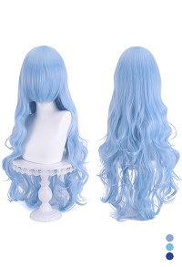 Anime Game Cosplay Wig Universal Blue Serie 80cm Long Curly Wig