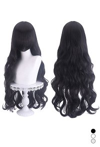 Universal Anime Game Cosplay Wig 80cm Long Curly Wig Black White Serie