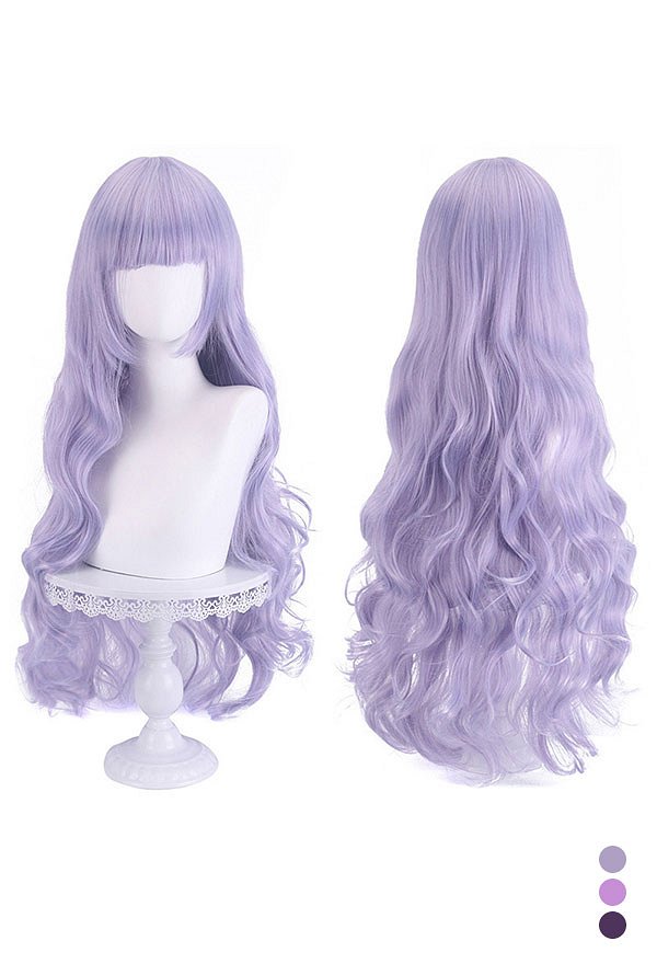 Anime Spiel Cosplay Perücke Universal Lila Serie 80cm Lange Lockige Perücke