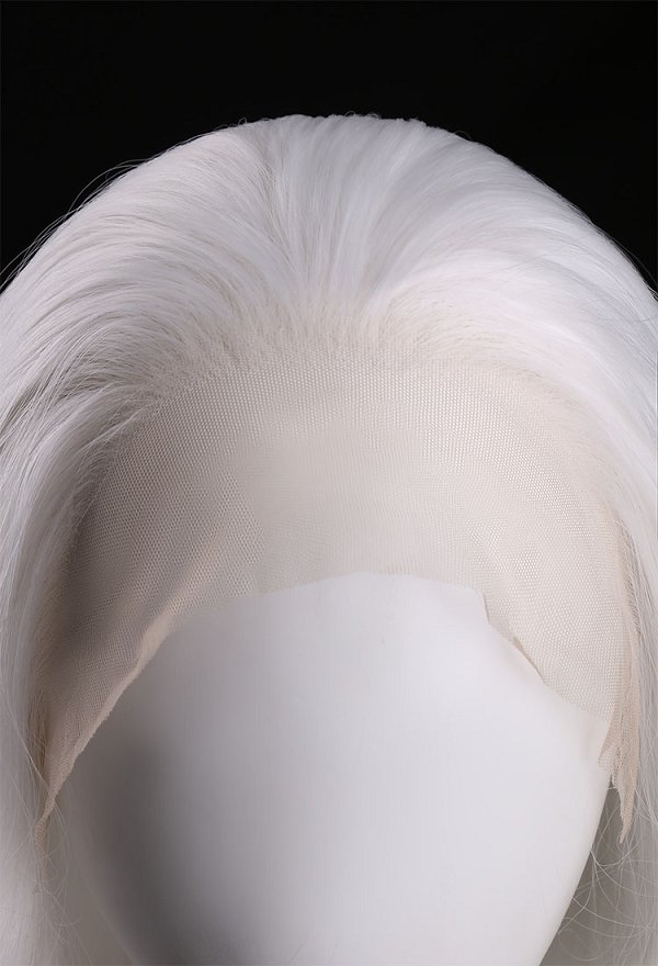 Fortnite Gato negro Cosplay Peluca de encaje Peluca blanca de ondas grandes