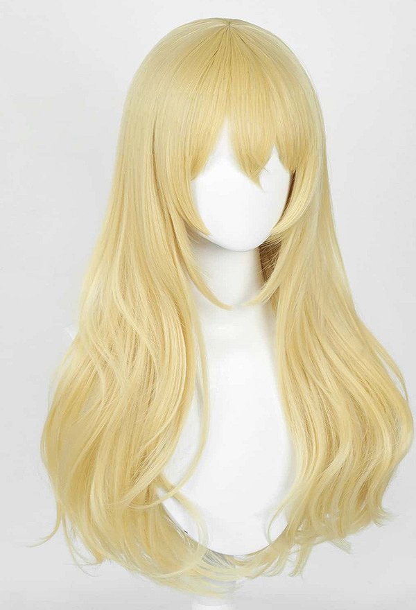 Perruque longue et bouclée blonde universelle pour cosplay de poupée d'anime