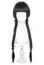 The Addams Family Wednesday Addams Cosplay Wig Black Two Ponytail Wig