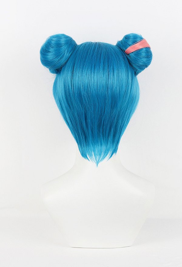 Arcane LOL Jinx Cosplay Perücke Blau Doppelknoten Perücke