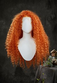 Brave Merida Cosplay Peluca de Encaje Rizada Naranja