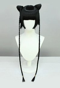 Kuroshitsuji Ran-Mao Cosplay Wig Short Black Wig with Long Braids