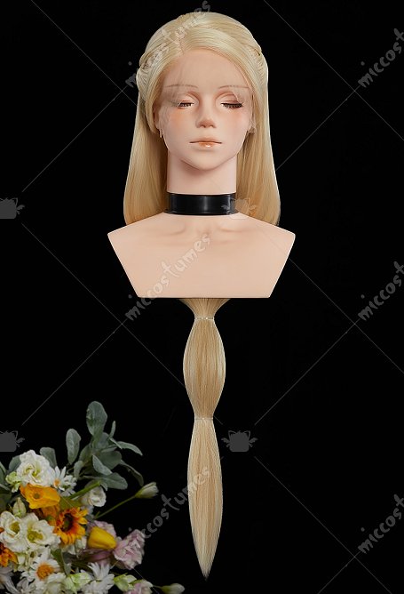 Barbara Dancing Princesses Genevieve Cosplay Perücke hellblond 70 cm lang geflochtene Spitze Perücke 