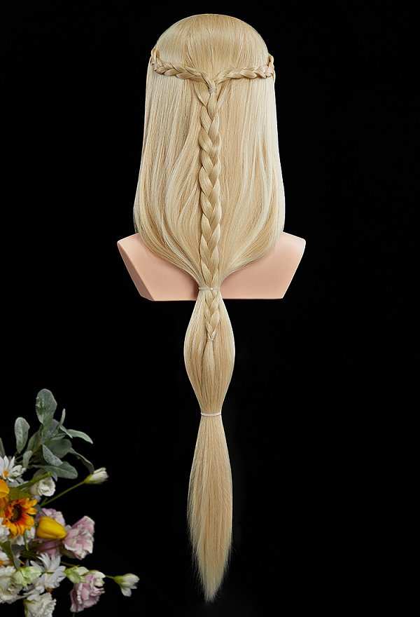 Barbara Dancing Princesses Genevieve Cosplay Wig Light Blonde 27.56-inch Long Braided Lace Wig