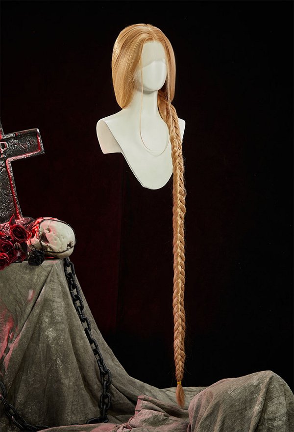 Peluca cosplay de Orin de Baldur's Gate con mechas doradas peluca trenzada de 130 cm de largo