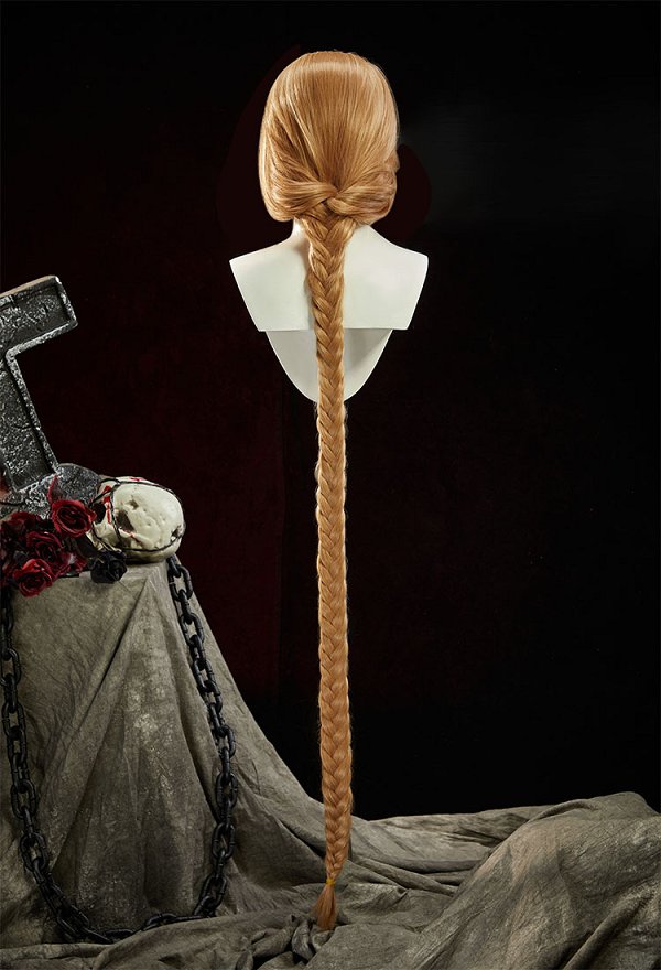 Peluca cosplay de Orin de Baldur's Gate con mechas doradas peluca trenzada de 130 cm de largo