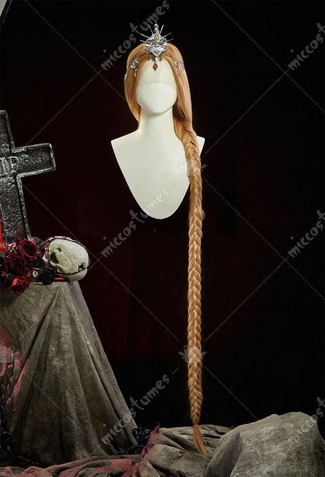 Peluca cosplay de Orin de Baldur's Gate con mechas doradas peluca trenzada de 130 cm de largo