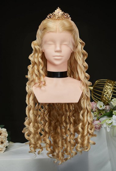 Barbara Princesa Clara Peluca Cosplay Platino Rubia Peluca de encaje rizado largo de 31,5 pulgadas