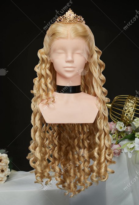 Barbara Princesa Clara Peluca Cosplay Platino Rubia Peluca de encaje rizado largo de 31,5 pulgadas