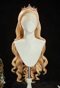 The Princess and the Pauper Anneliese Cosplay Wig Golden 31.5-inch Long Curly Braided Lace Wig