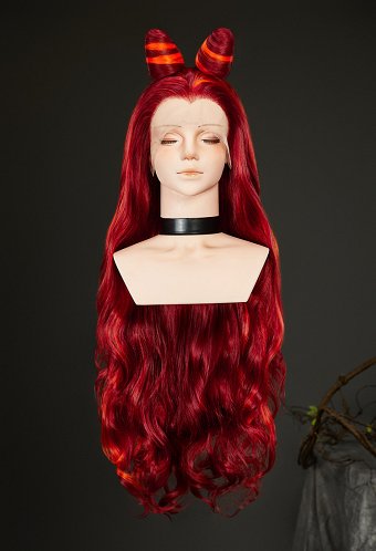 Superhero Reddish Orange Cosplay Wig 31.5-inch Long Curly Lace Wig