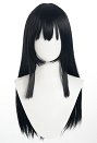 Femme Nonne Perruque de Cosplay Perruque Noire Longue et Droite avec Frange