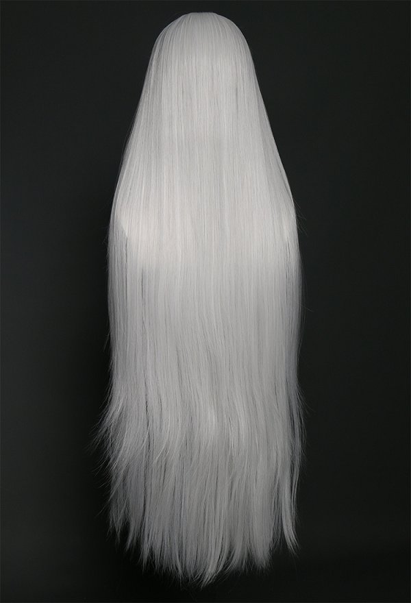 Sister Nun Cosplay Wig Silver White Long Straight Wig with Bangs