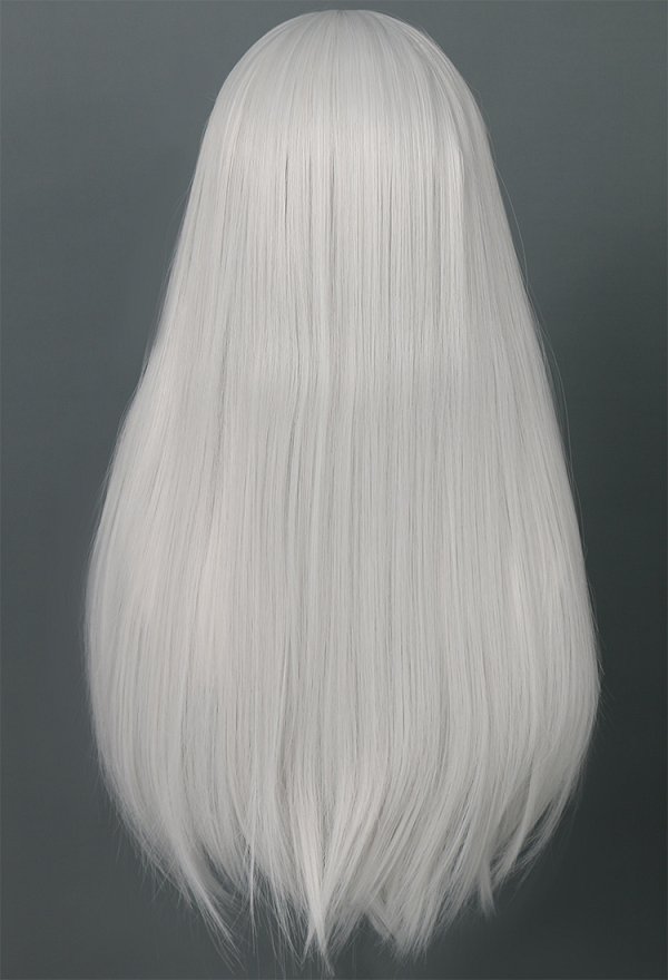 Sister Nun Cosplay Wig White Silver Long Straight Wig with Bangs