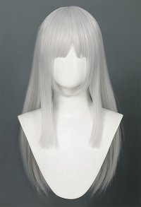 Sister Nun Cosplay Wig White Silver Long Straight Wig with Bangs