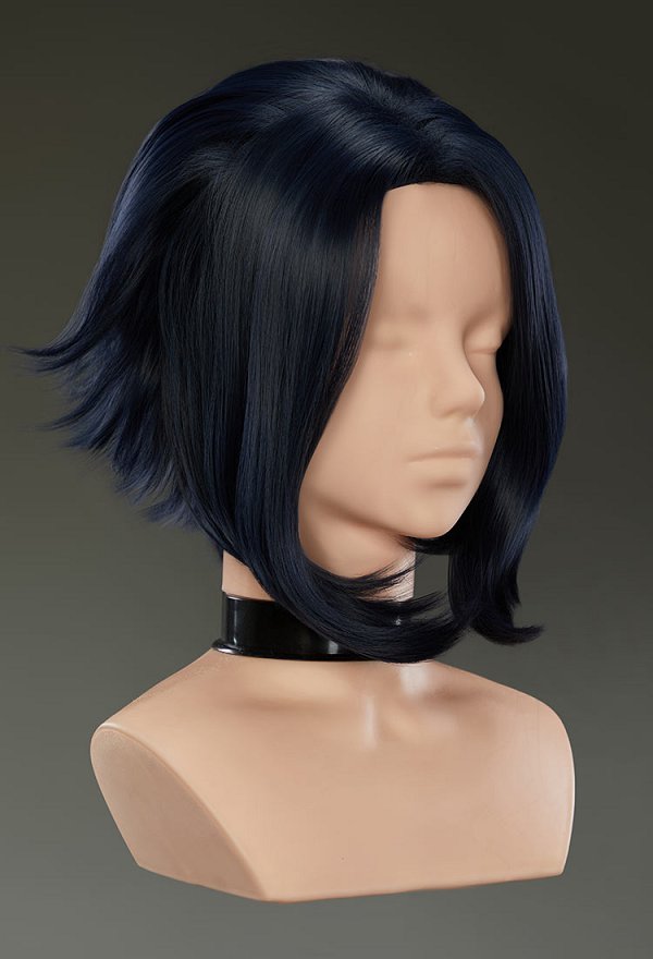Peluca de Cosplay Cyberpunk 2D Corta Azul Oscuro