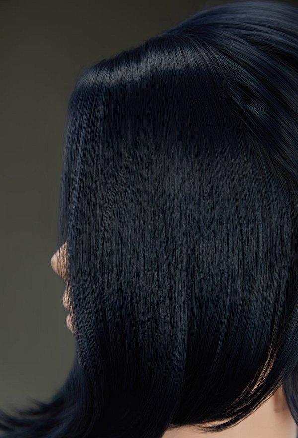 Peluca de Cosplay Cyberpunk 2D Corta Azul Oscuro
