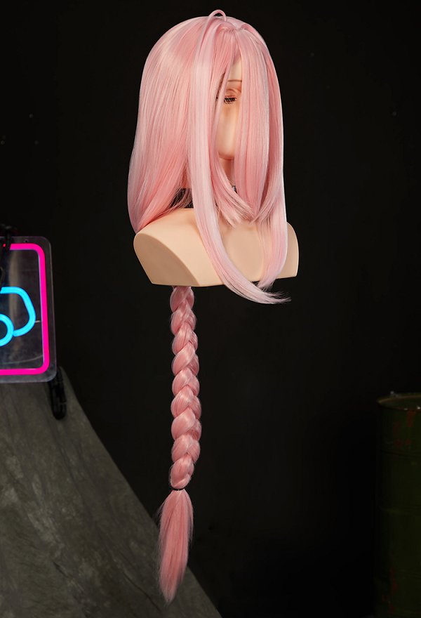 Cyberpunk 2 Talia Cosplay Wig Pink Long Braided Wig