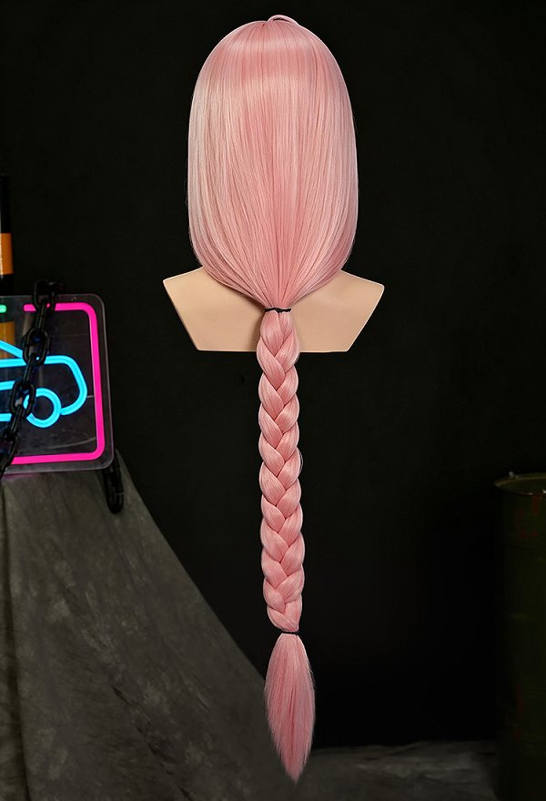 Cyberpunk 2 Talia Cosplay Wig Pink Long Braided Wig